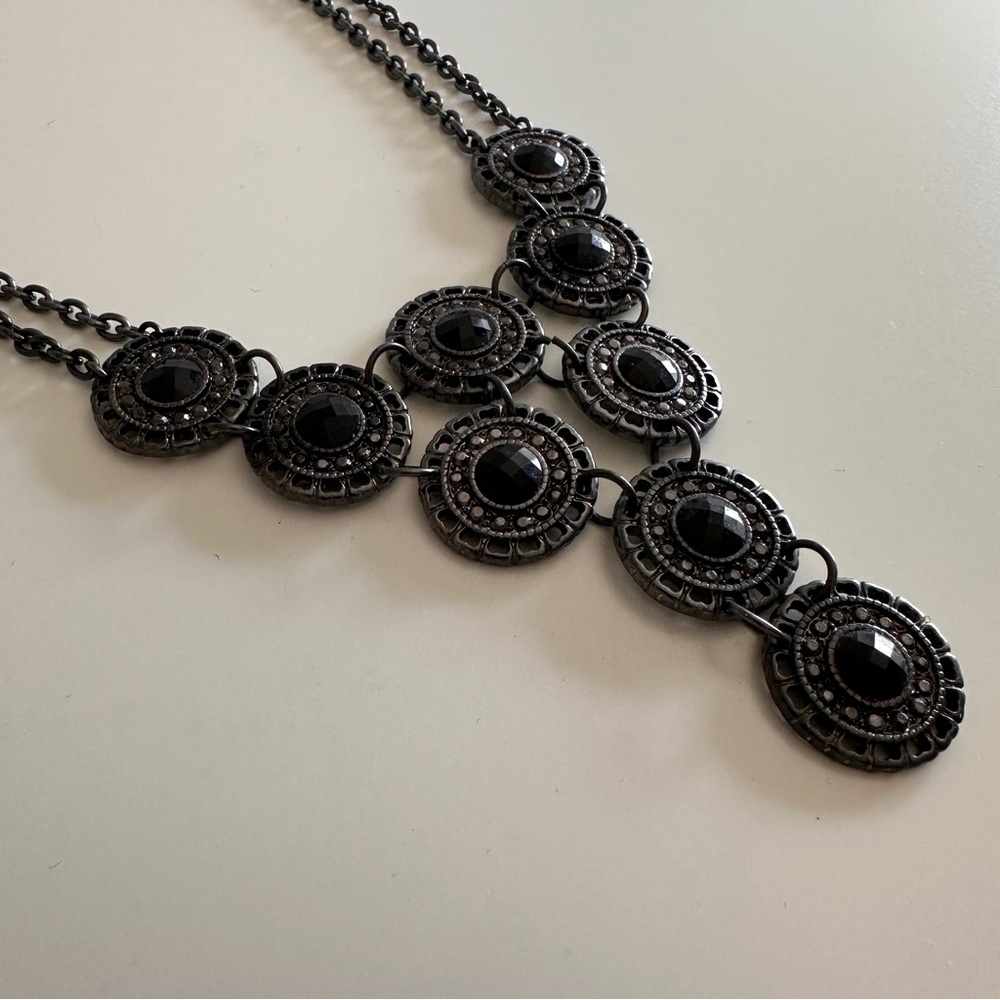 Dramatic Black Statement Necklace - image 2